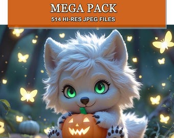 Halloween Chibi PNG Clipart – 500 Kawaii Sublimation Designs (Digital Download)