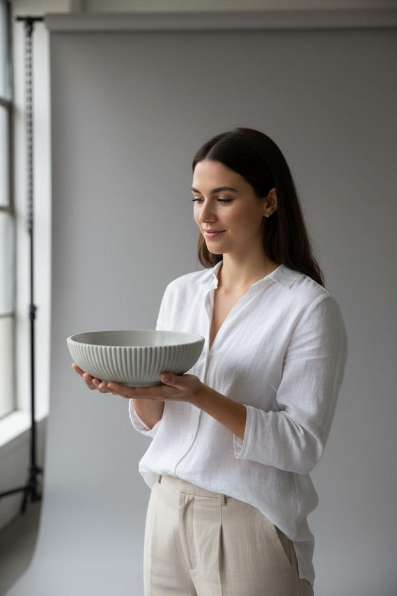 Large Textured Stone Bowl