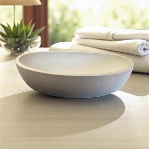 Vintage White Ceramic Oval Bowl Mid Century Modern Clean Minimalist Design