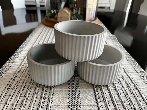 Fluted concrete candle Vessel - customize your own candle