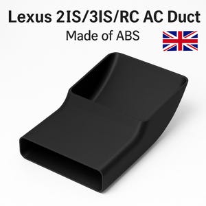 May include: A black ABS plastic AC duct for Lexus 2IS/3IS/RC vehicles. The text "Lexus 2IS/3IS/RC AC Duct Made of ABS" is displayed above the product. The product is a rectangular shape with a curved design.