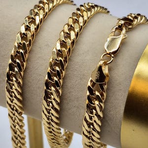 14K Solid Gold Curb Chain Necklace  6mm Thick, 21.5” to 25.5” Lengths, Real Gold Chain for Men& Women, Luxury Birthday, Anniversary Gift