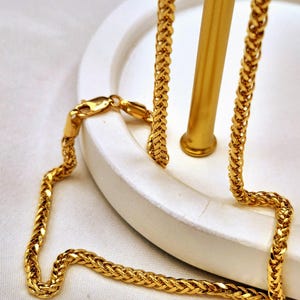 18K Solid Gold Franco Chain Necklace: Foxtail Design