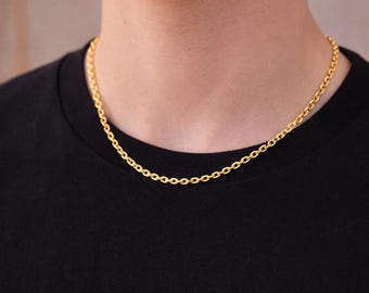 18K Solid Gold Cable Chain Necklace - 2mm Real Gold Unisex Jewelry