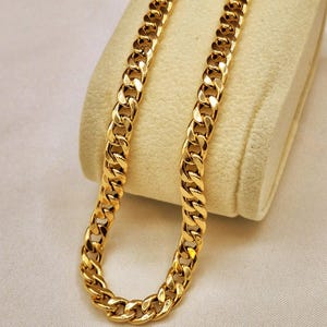 18K Solid Gold Curb Link Chain Necklace: Unisex Cuban Style