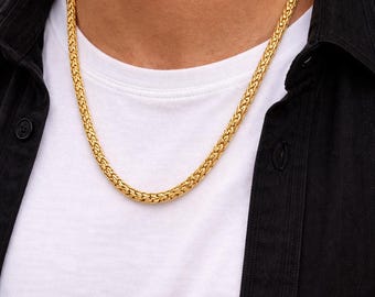 18K Solid Gold Byzantine Chain Necklace: Unisex Luxury Gift