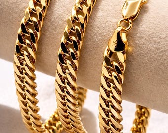 ハンドメイド 14K ゴールド カーブチェーンネックレス、3.8 mm