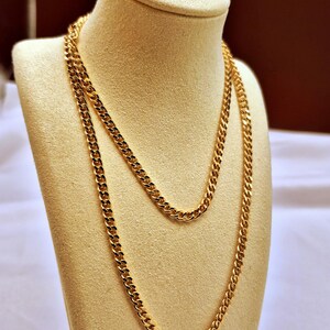 18K Solid Gold Curb Chain Necklace - 4mm Unisex Gift