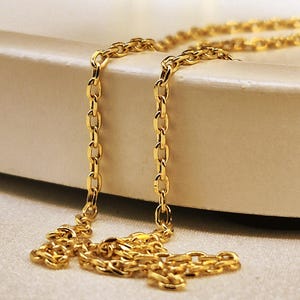 18K Solid Gold Cable Chain Necklace – 1.3 mm Link, Real Gold Unisex Chain, Elegant Everyday Jewelry, Gift for Him or Her