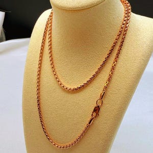 14K Rose Gold Box Chain Necklace: Solid Gold Unisex Jewelry