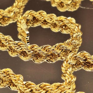 14K Solid Gold 4.5mm Diamond-Cut Rope Chain Necklace