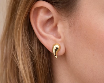Pendientes colgantes de oro macizo de 18 quilates: joyería moderna, regalo de lujo.