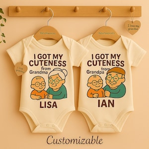Custom Baby Onesie for Grandparents Day – Funny Grandma & Grandpa Baby Gift with Name – Cute Newborn Shower Outfit – Personalized Bodysuit