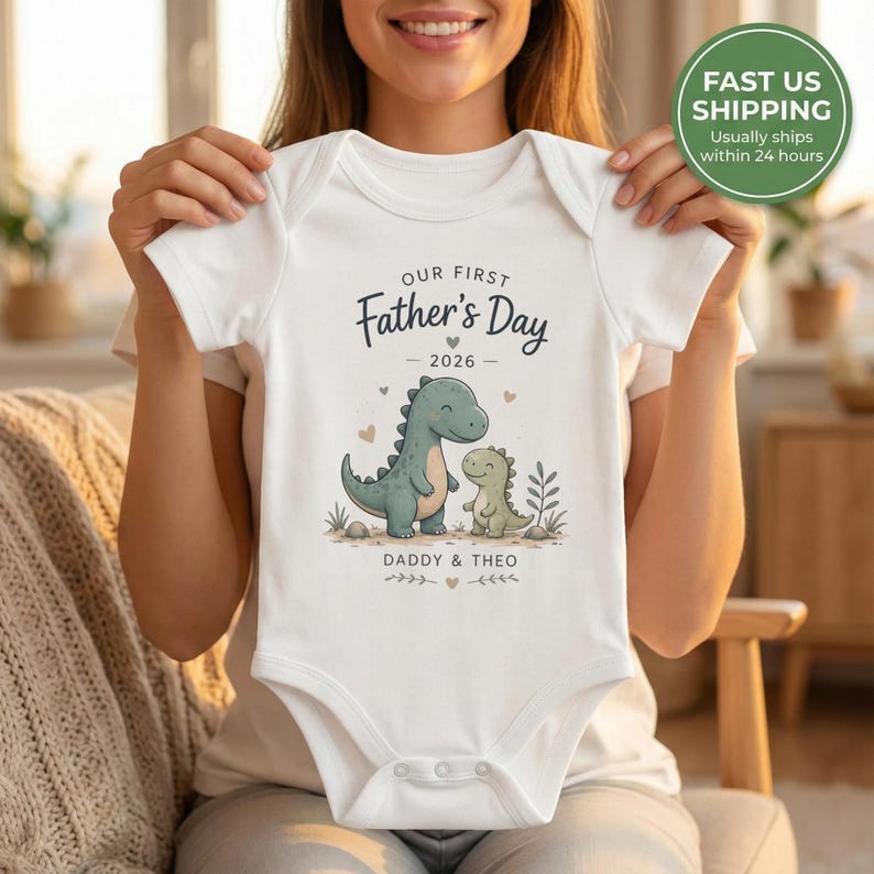 first fathers day matching set baby bodysuit mockup view