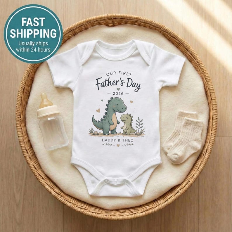 first fathers day matching set baby bodysuit front view