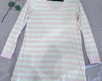 Chemise de nuit rayée rose et blanche Lauren Ralph Lauren - Taille L