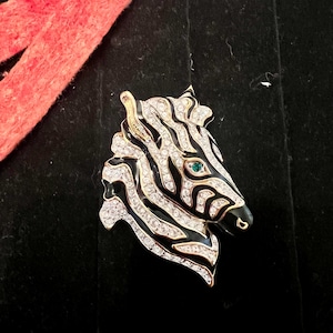 Vintage Swarovski Zebra Head Brooch | Signed Crystal Pin in Original Box | Bold Safari-Inspired Statement Jewelry