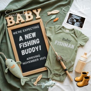 Fishing Adventure Pregnancy Announcement Digital, Daddy&#39;s Fishing Buddy Baby Announcement, Fishing Buddy Pregnancy, Fishing Baby Reveal