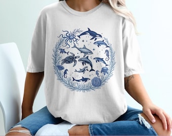 Sea Animals PNG, 90s Style, Ocean Life Graphic (Digital Download)