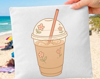 Iced Coffee Png, Floral Cup PNG, Pastel Summer Drink Aesthetic png Family Vacation Beverage Clipart sublimation design (Digital Download)