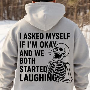 Zapytałem siebie, czy ze mną wszystko w porządku Szkielet PNG Sarkastyczny sarkastyczny humor dla dorosłych PNG Zabawny Projekt zdrowia psychicznego ORYGINAŁ (pobieranie cyfrowe)