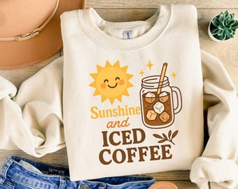 Sunshine Iced Coffee PNG, Summer Clipart, Retro Design (Digital Download)