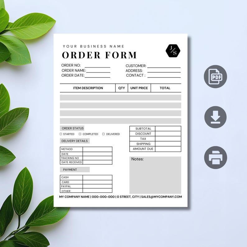 Editable Order Form Template Bundle, Canva & Excel (digital Download - Etsy
