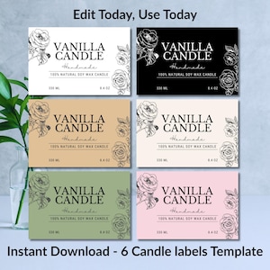 Editable Candle Label Template, Minimalist Luxury Product Label, Canva Branding Kit for Candle Makers, Printable Candle label, Small Busines