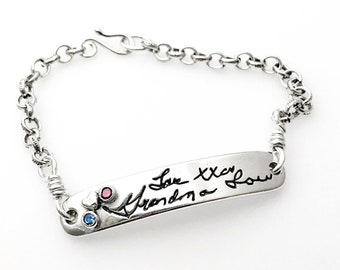 HANDWRITING bracelet - Actual signature, handwriting, drawing in 96% pure silver - keepsake