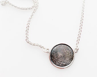 CUSTOM ~ Finger Print pendant or keychain.  3D finger print from 2D ink print - fine /sterling silver on sterling chain