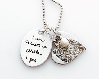 CUSTOM Heirloom - Actual handwriting, AND print(s) in 99% pure silver - Keepsake Fine Silver KeyChain or Pendant
