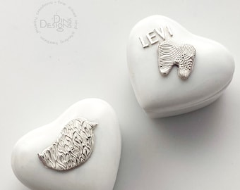 CUSTOM - Tooth Fairy heart shaped porcelain box with name personalized silver sterling silver