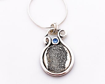 CUSTOM ~ Finger Print pendant or keychain.  3D finger print from 2D ink print - fine /sterling silver on sterling chain