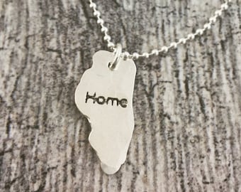 STATE charm / pendant made from eco-friendly .960 pure recycled silver.  Great for Runners, Travelers