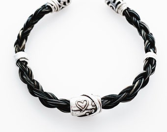 CUSTOM Horsehair bracelet - Customer provided horsehair and custom sterling silver bead and sterling end caps