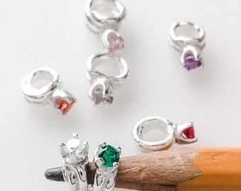 CUSTOM Baby Birthstone Ring ADD ON charm pendant Fine Silver prong-set  stone pendant silver sterling silver