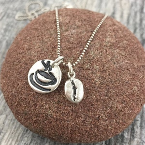 Coffee Fan Sterling silver coffee bean replica and coffee cup charm image 4