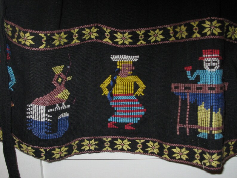 Lovely Ethnic cloth. Vintage Black Cotton Embroidered apron