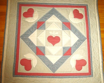 Quilted Handmade Wall hanging. Vintage Patchwork work . Square :  34X 34 inches