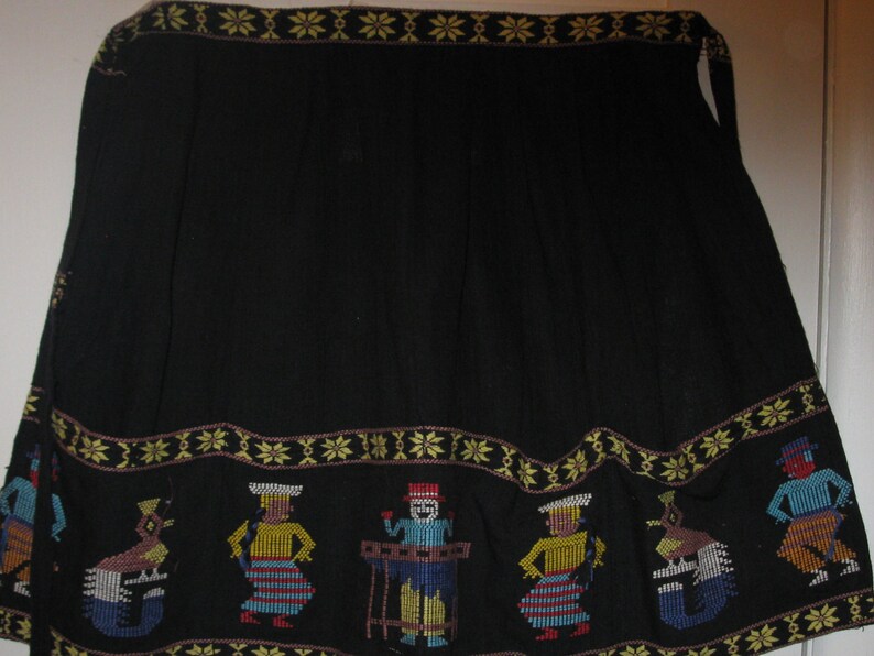 Lovely Ethnic cloth. Vintage Black Cotton Embroidered apron