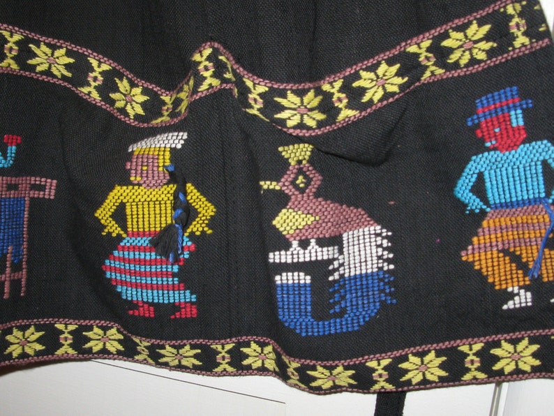 Lovely Ethnic cloth. Vintage Black Cotton Embroidered apron