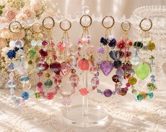 Fruit Bag Charm Collection Kawaii Purse Charm Coquette Keychain Beaded Fruit Accessory