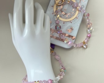 Bracelet Phone Strap – Beaded Wristlet Phone Charm | Luxury Coquette Phone Strap | Wearable Bracelet Strap | Handmade Kawaii Accessory