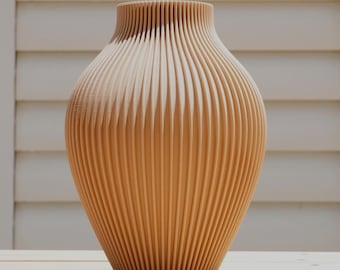 3D Printed Minimalist Vase | Modern Ribbed Decor