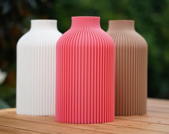 Minimalist Vase for Modern Home Decor | Textured Ribbed Design | Multiple Colors Available
