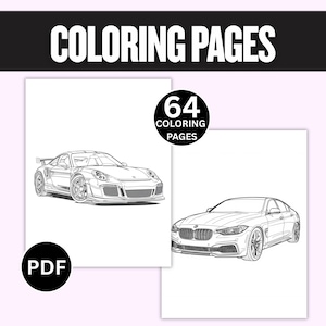 Bilmålarbok, Bilmålarbok för barn, Bilmålarbok för tonåringar, Bilmålarbilder, Bilmålarblad, Bilmålarbok i PDF-format