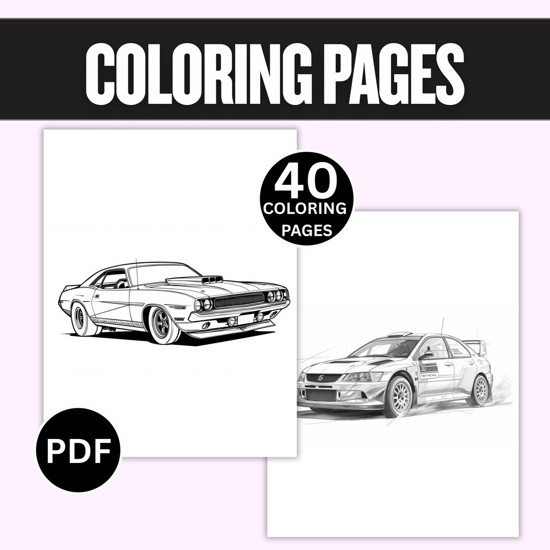 40 Car Coloring Pages, Kids and Adults, Luxury and Sports Cars (PDF ...