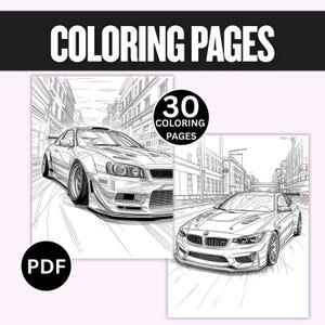 Målarbok för racerbilar, JDM-trimmade bilar (30 sidor PDF)
