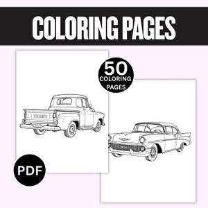 Vintage Car Coloring Book – 50 Printable Classic Car Illustrations (PDF)