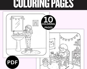 Gezellige kleurplaten voor kinderen • Kawaii-binnenscènes (pdf-download)